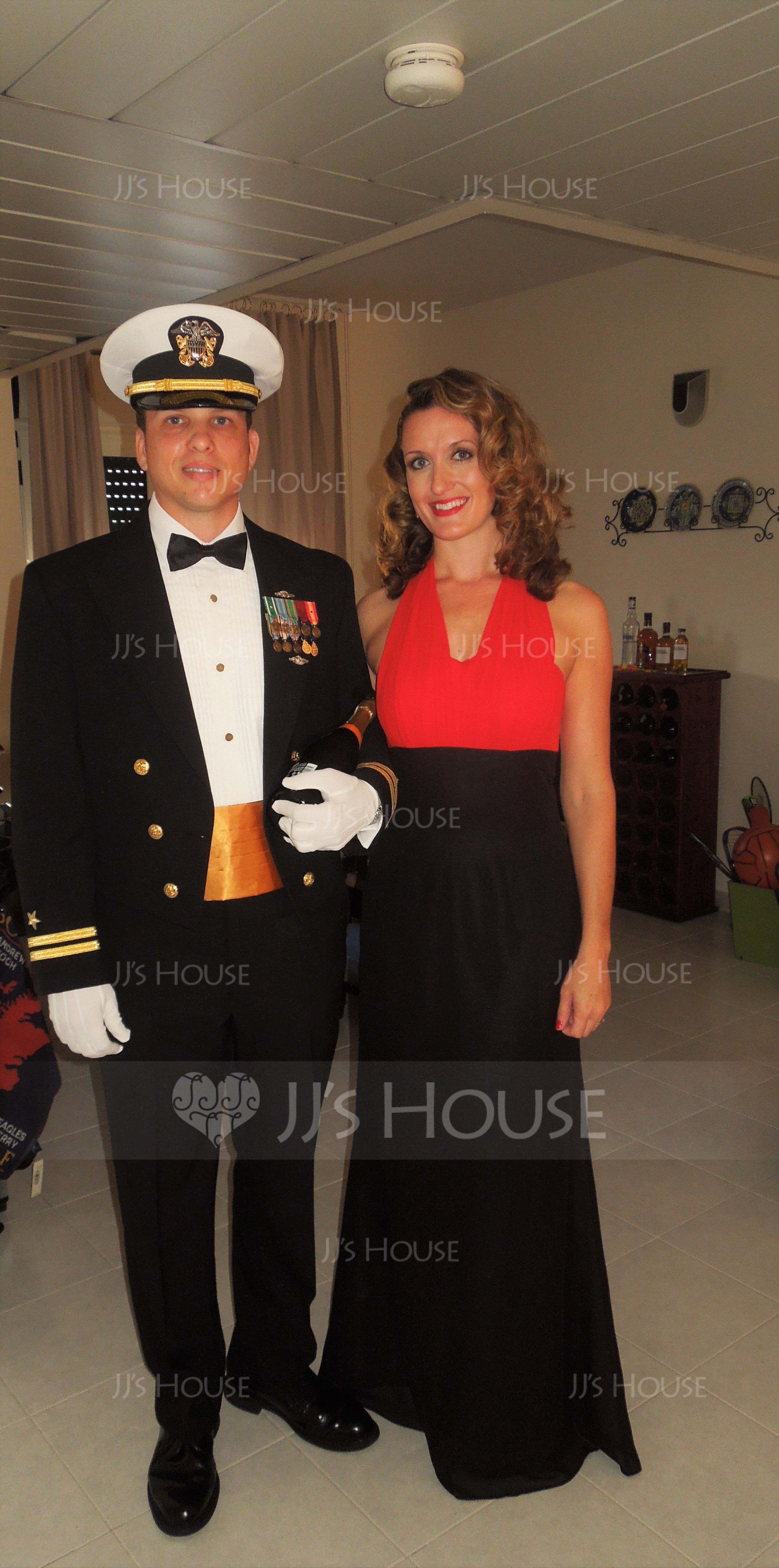 Empire-Linie Träger Bodenlang Chiffon Abendkleid mit Rüschen (017020321)