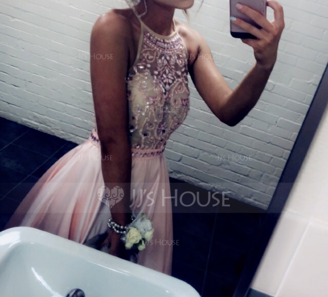 Duchesse-Linie/Princess U-Ausschnitt Sweep/Pinsel zug Satin Ballkleid mit Perlstickerei Pailletten (018105563)