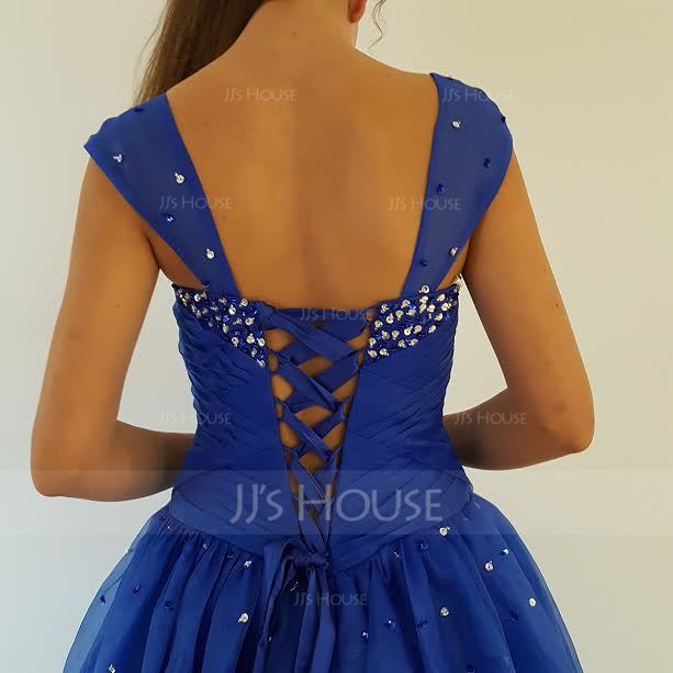 Ball-Gown V-neck Floor-Length Organza Quinceanera Dress With Ruffle Beading Sequins (021002897)