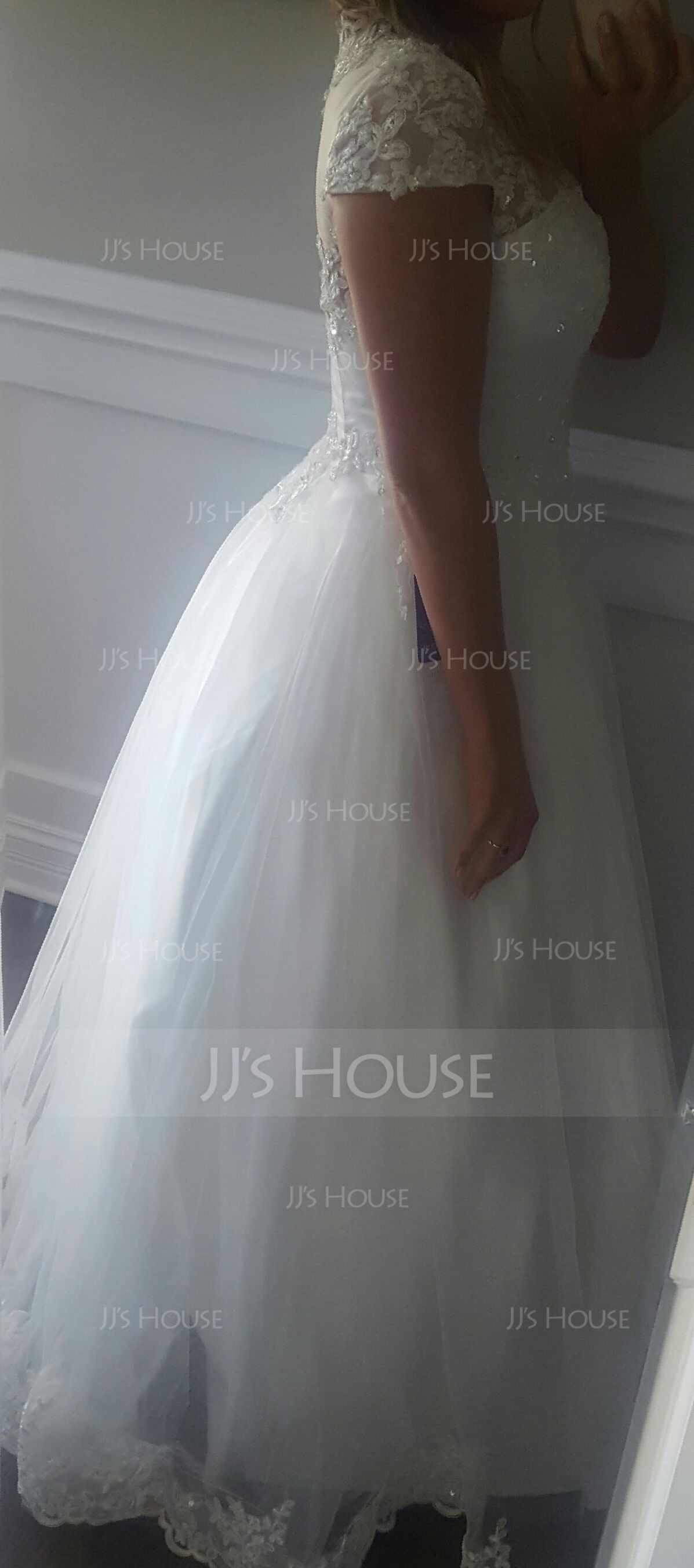 Ball Gown Jewel Long Sleeves Floor-Length Lace Tulle Prom Dresses main image 1