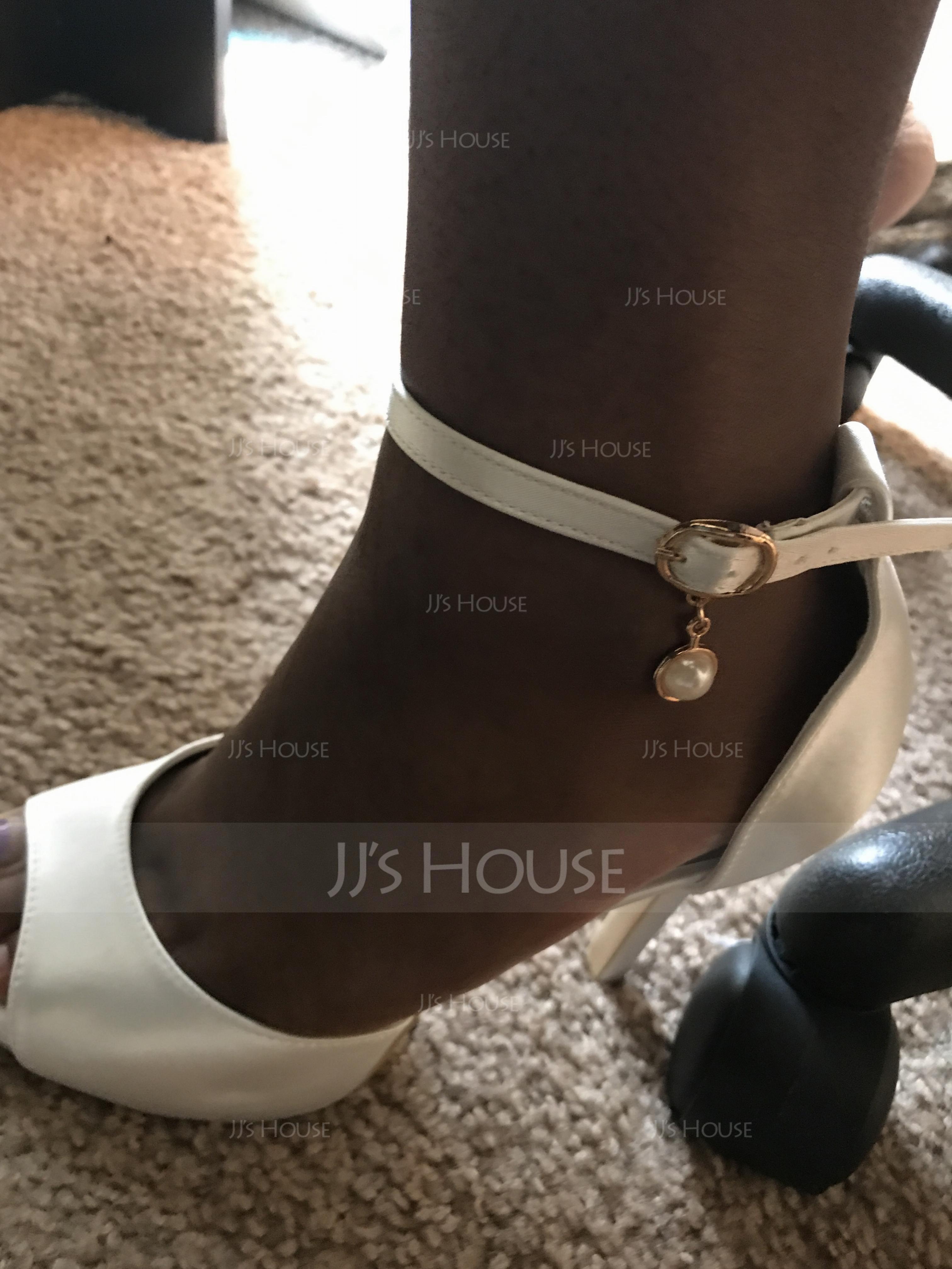 Women's Satin Stiletto Heel Peep Toe Platform Sandals With Buckle Imitation Pearl (273194796)