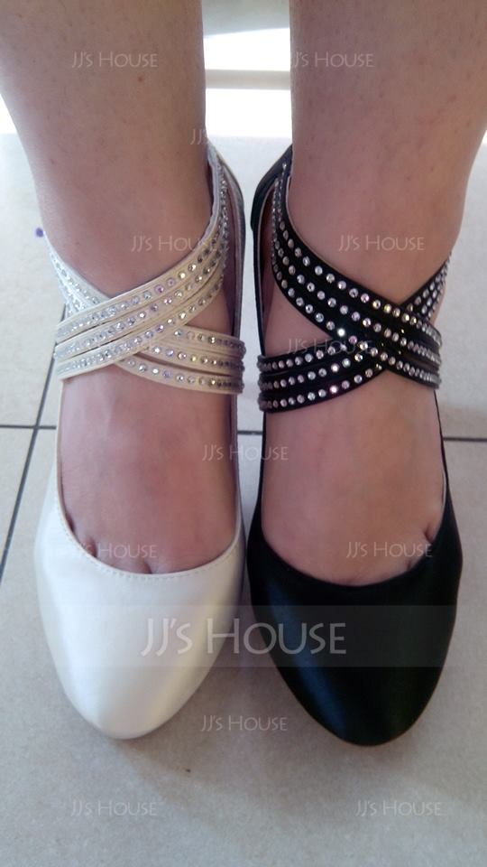 Vrouwen Satijn Cone Heel Closed Toe Plateau Pumps met Strass Rits (047020114)