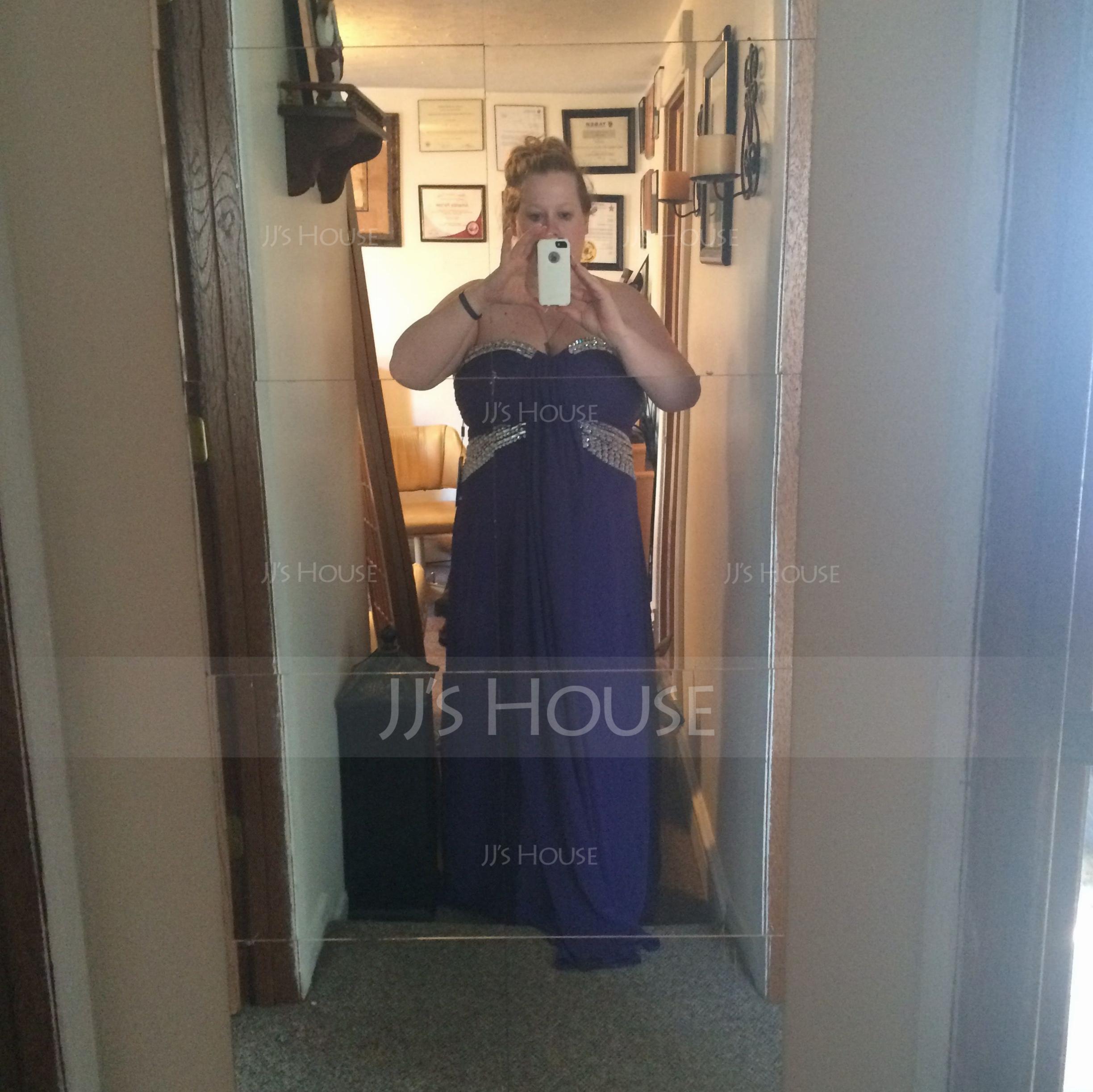 Empire Sweetheart Floor-Length Chiffon Holiday Dress With Ruffle Beading (020025944)